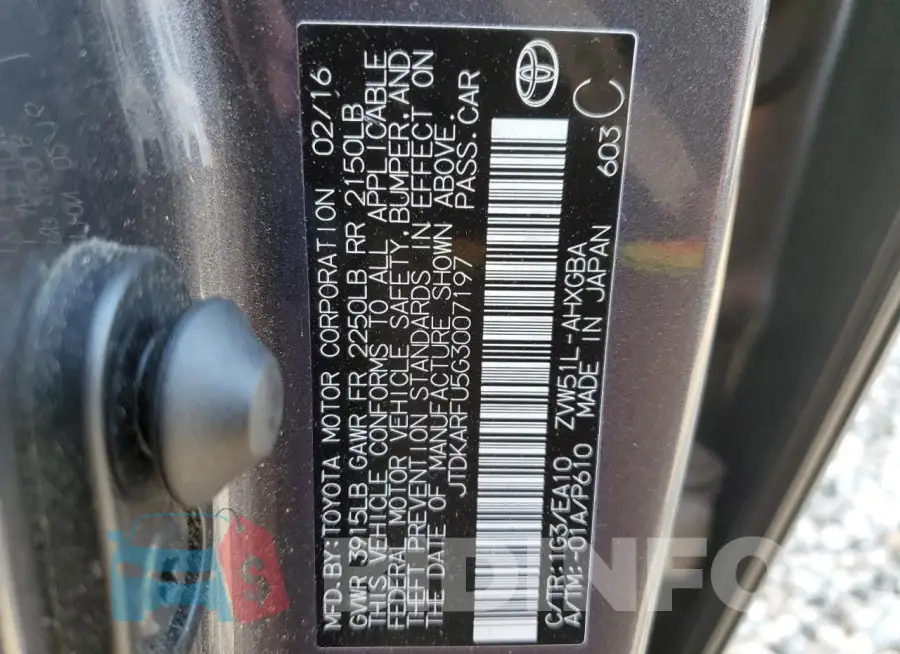 JTDKARFU5G3007197 Photo# 12
