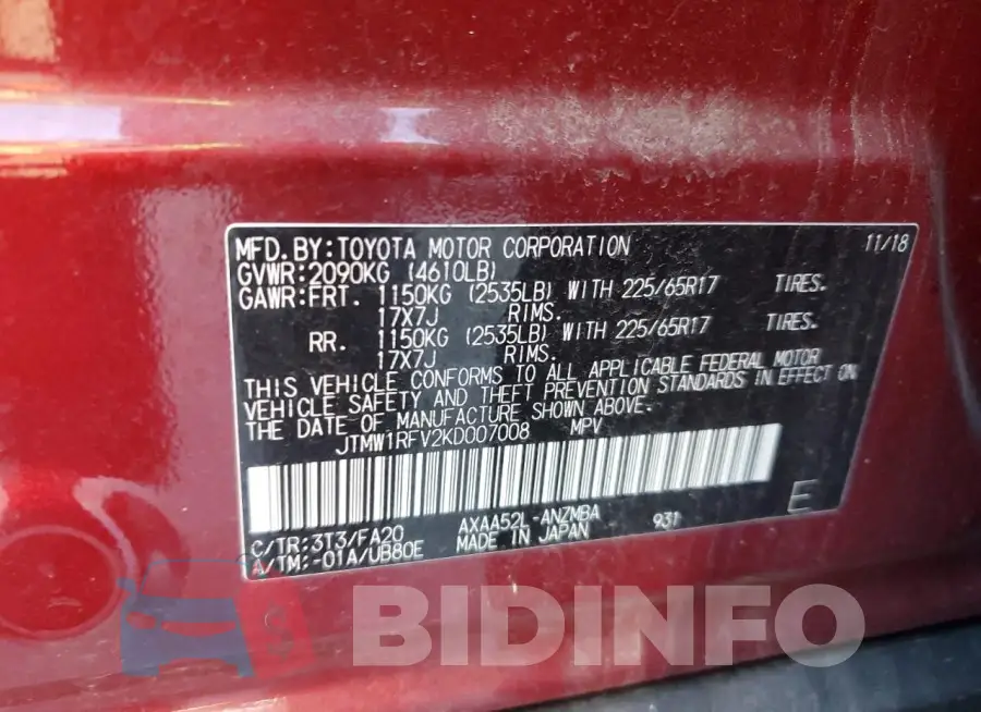JTMW1RFV2KD007008 Photo# 13