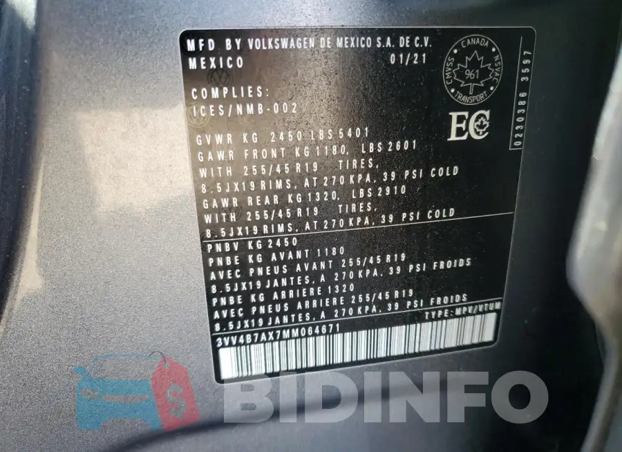 3VV4B7AX7MM064671 Photo# 14