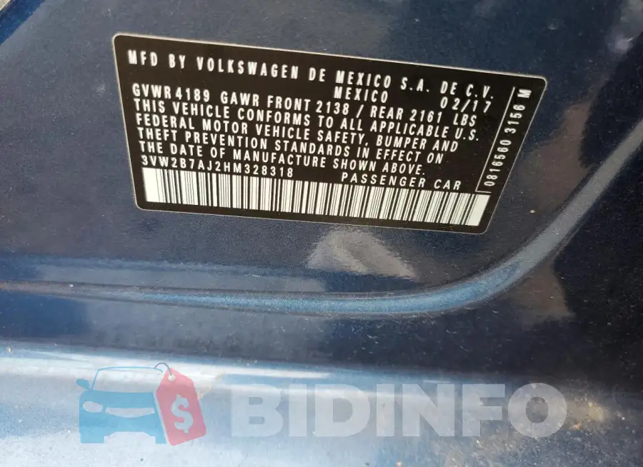3VW2B7AJ2HM328318 Photo# 12