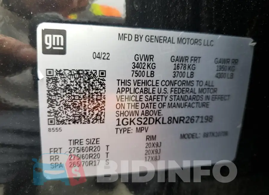 1GKS2DKL8NR267198 Photo# 12