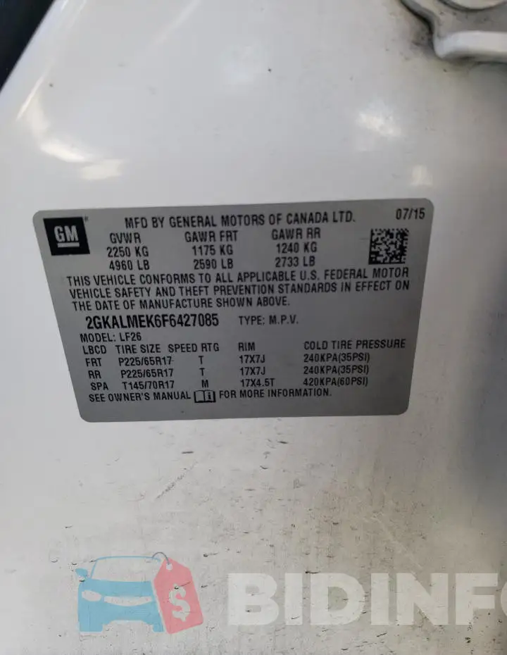 2GKALMEK6F6427085 Photo# 12