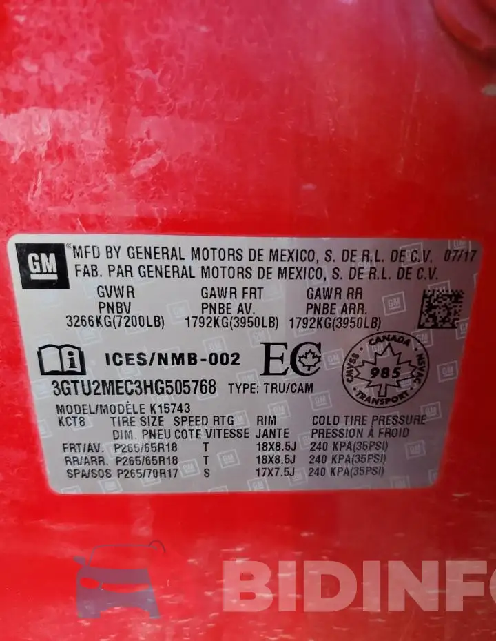 3GTU2MEC3HG505768 Photo# 12
