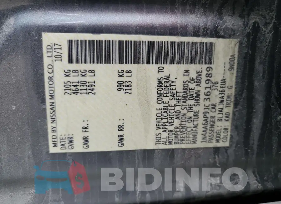 1N4AA6AP9JC361989 Photo# 12