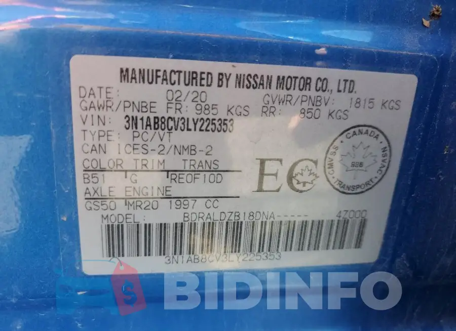 3N1AB8CV3LY225353 Photo# 12