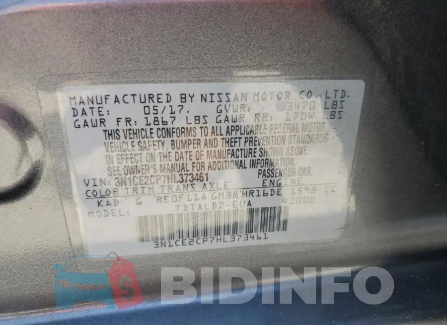 3N1CE2CP7HL373461 Photo# 12