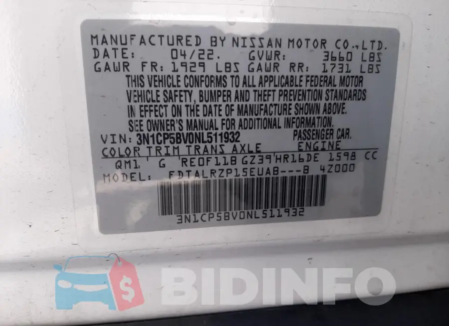 3N1CP5BV0NL511932 Photo# 12