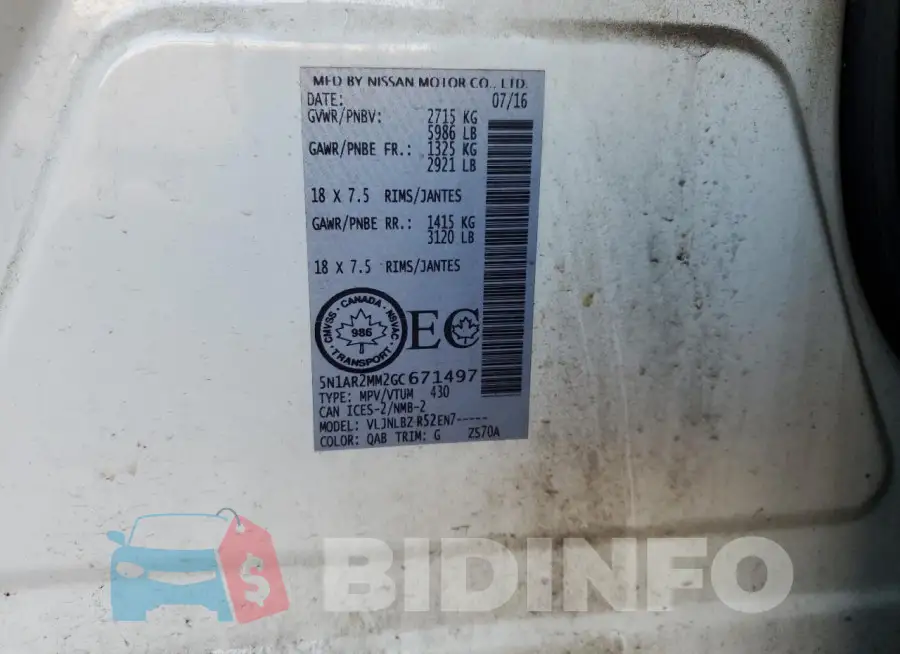 5N1AR2MM2GC671497 Photo# 13