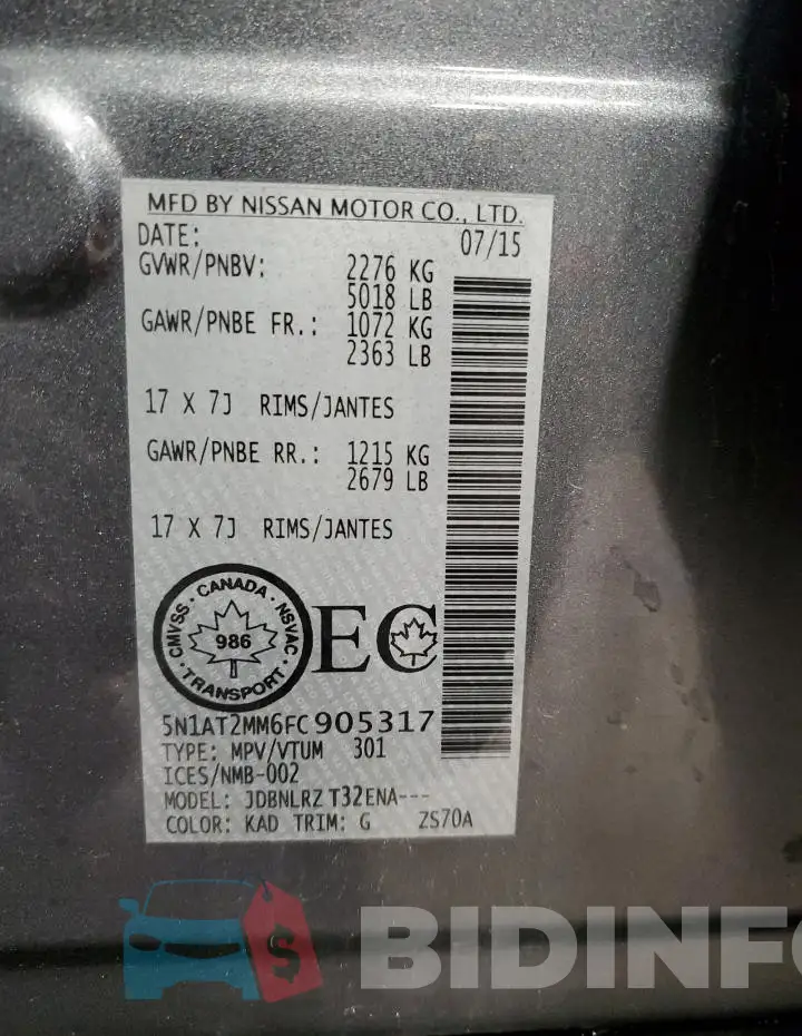 5N1AT2MM6FC905317 Photo# 14