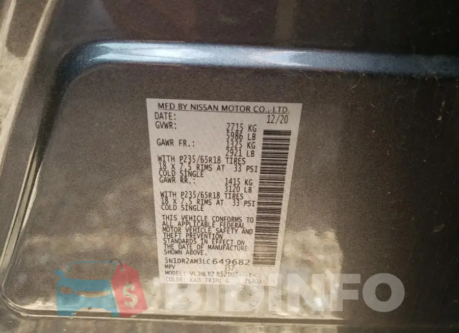 5N1DR2AM3LC649682 Photo# 12