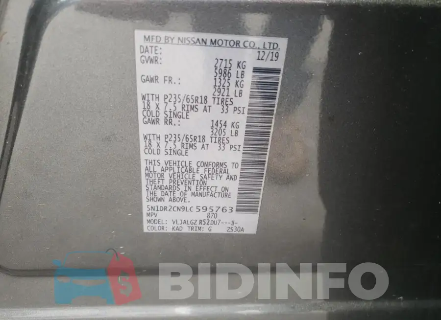 5N1DR2CN9LC595763 Photo# 14