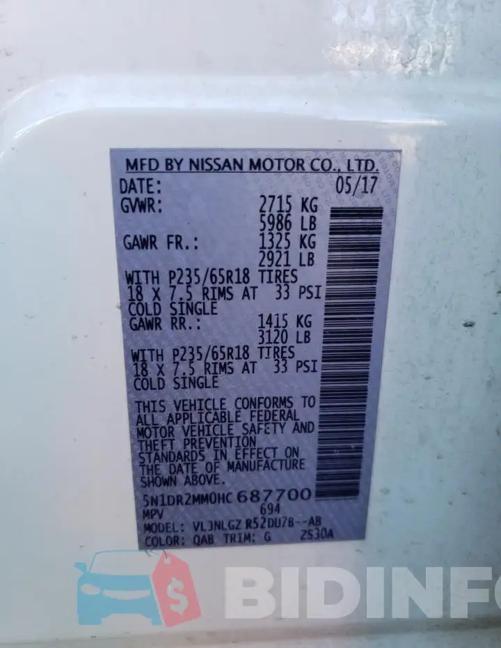5N1DR2MM0HC687700 Photo# 14