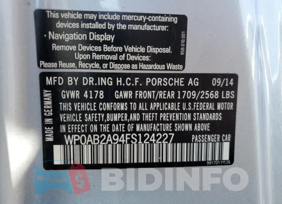 WP0AB2A94FS124227 Photo# 12