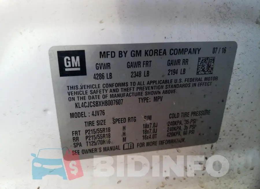 KL4CJCSBXHB007607 Photo# 13