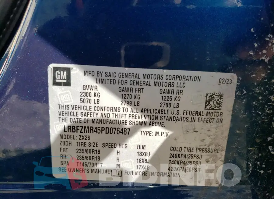LRBFZMR45PD076487 Photo# 12