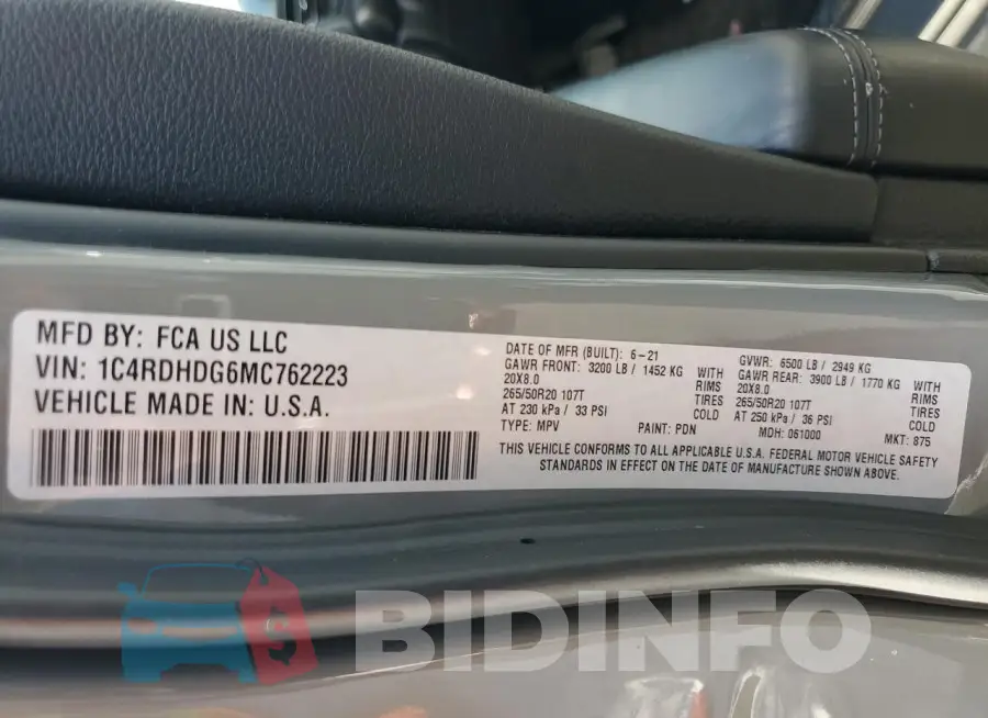 1C4RDHDG6MC762223 Photo# 13