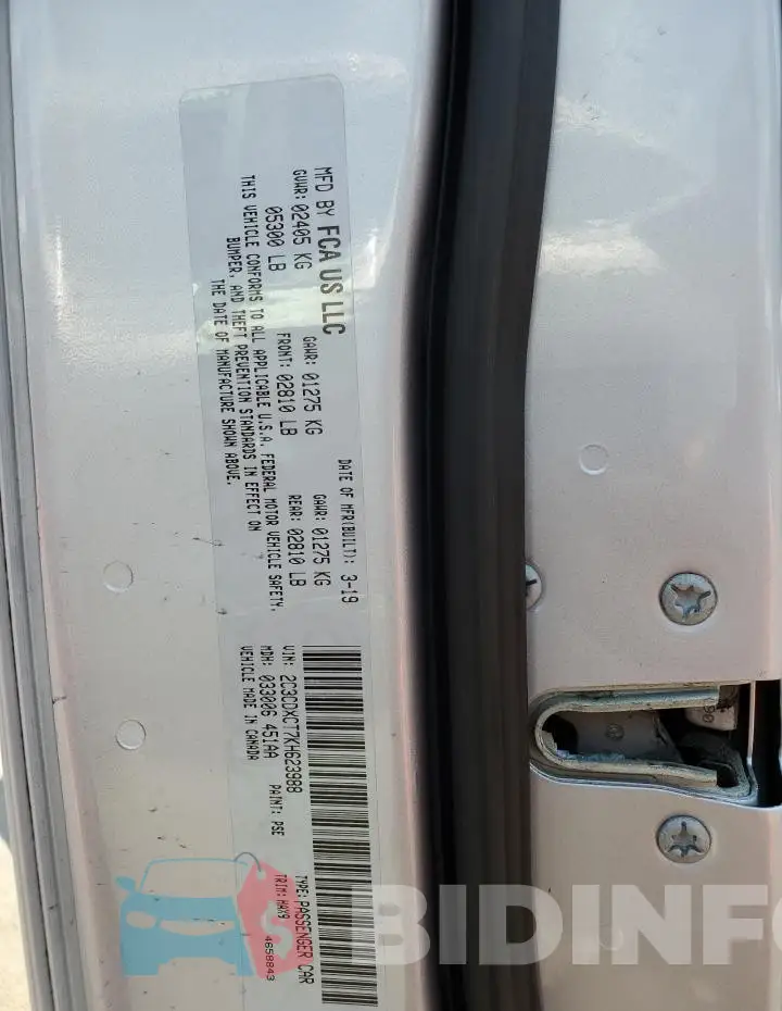2C3CDXCT7KH623988 Photo# 12