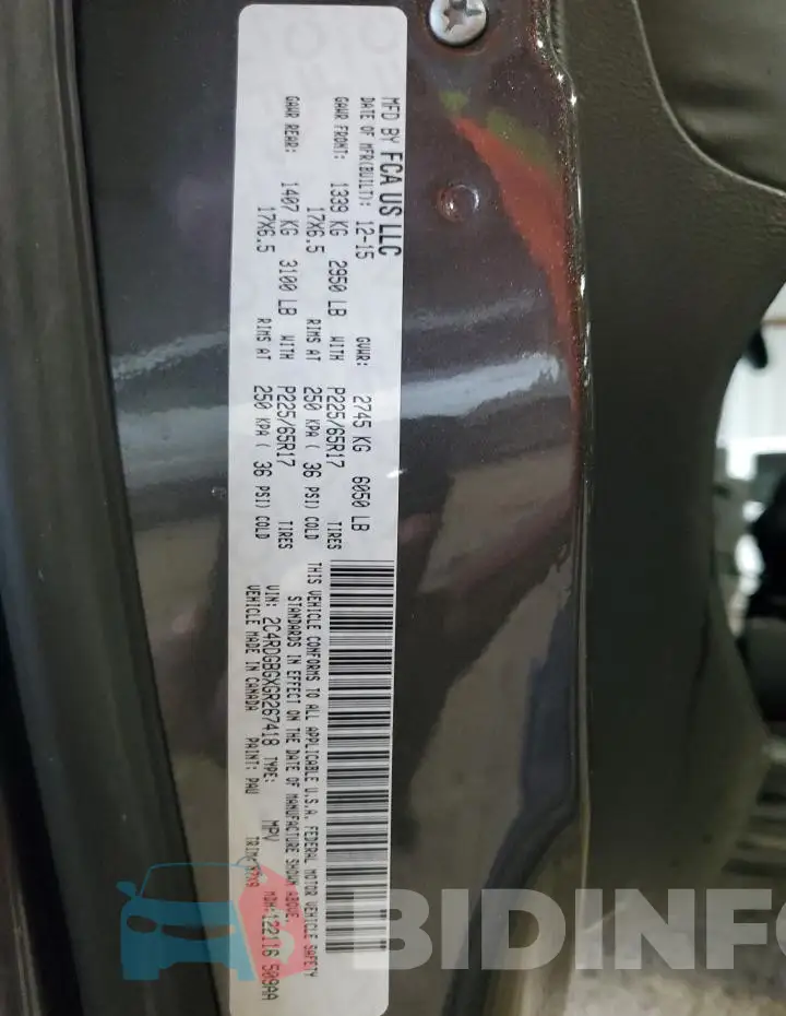 2C4RDGBGXGR267418 Photo# 13
