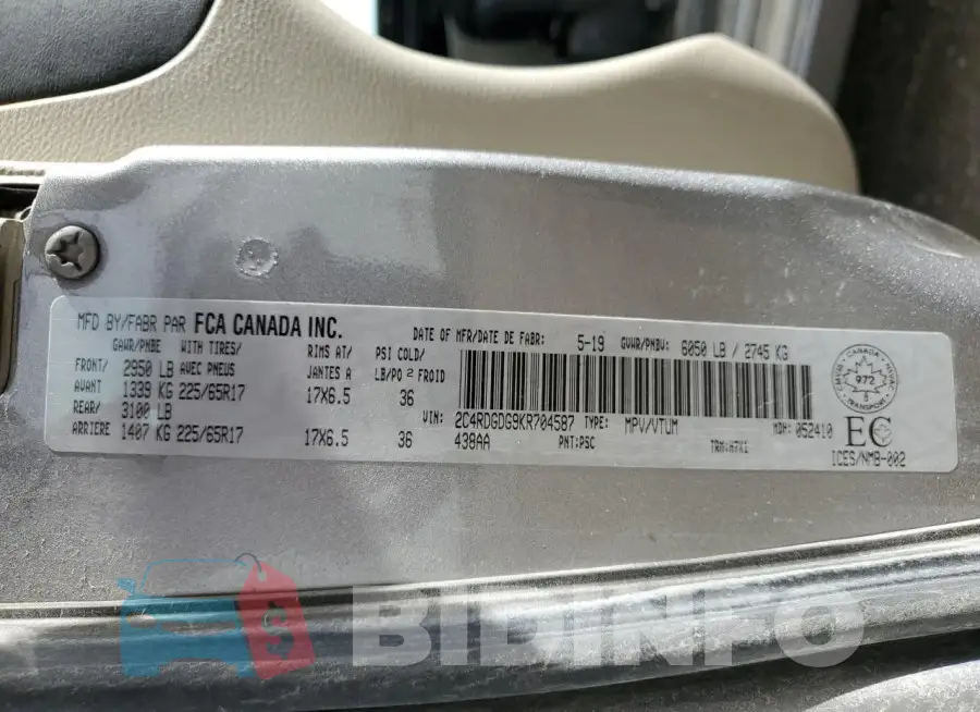 2C4RDGDG9KR704587 Photo# 13
