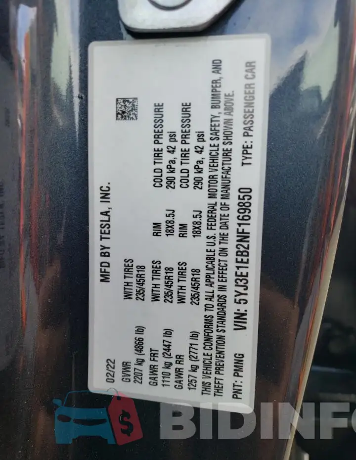 5YJ3E1EB2NF169850 Photo# 13