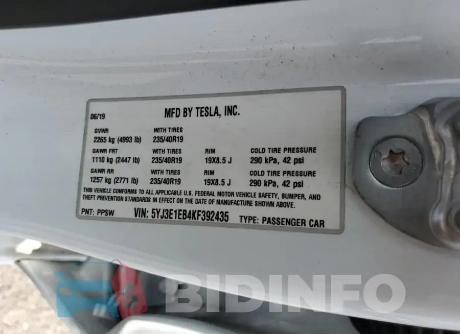 5YJ3E1EB4KF392435 Photo# 12