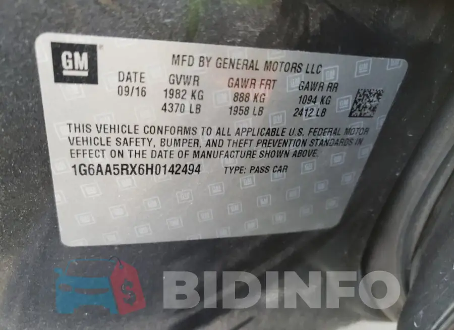 1G6AA5RX6H0142494 Photo# 12