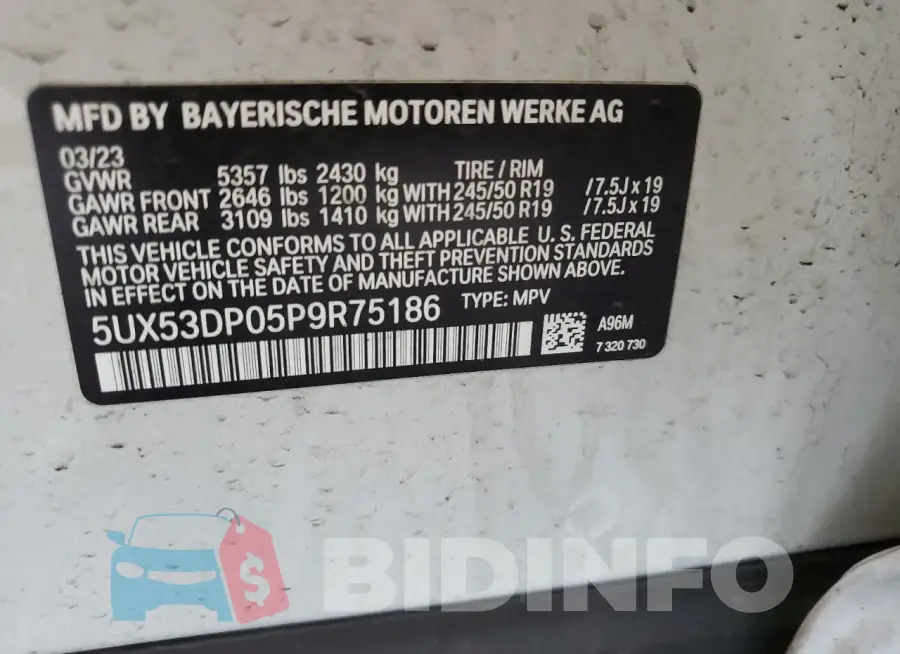 5UX53DP05P9R75186 Photo# 13