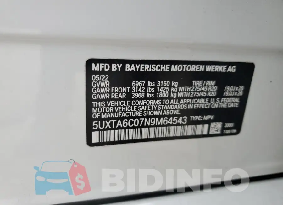 5UXTA6C07N9M64543 Photo# 12