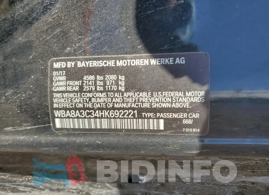 WBA8A3C34HK692221 Photo# 12