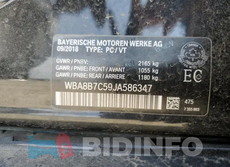 WBA8B7C59JA586347 Photo# 13