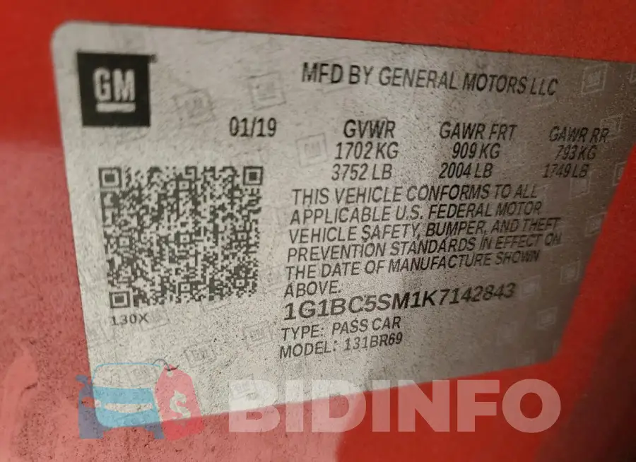 1G1BC5SM1K7142843 Photo# 13