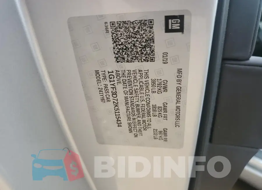 1G1YF3D72K5115434 Photo# 12