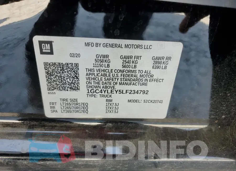 1GC4YLEY5LF234792 Photo# 12