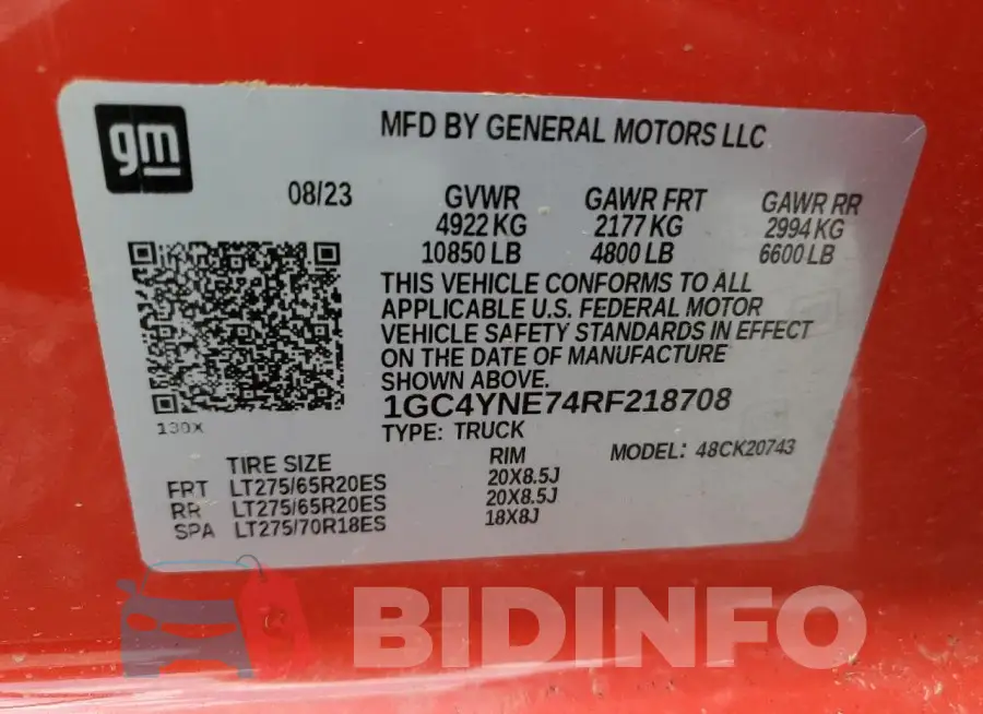 1GC4YNE74RF218708 Photo# 12