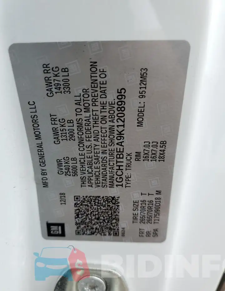 1GCHTBEA9K1208995 Photo# 12