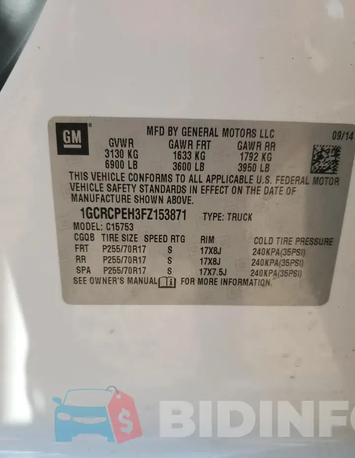 1GCRCPEH3FZ153871 Photo# 12