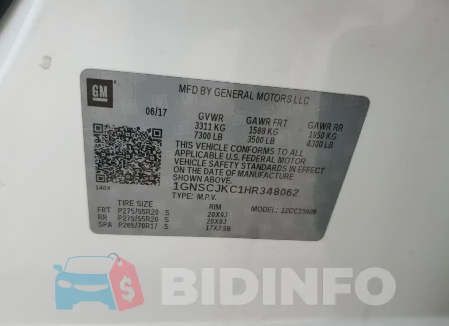 1GNSCJKC1HR348062 Photo# 13