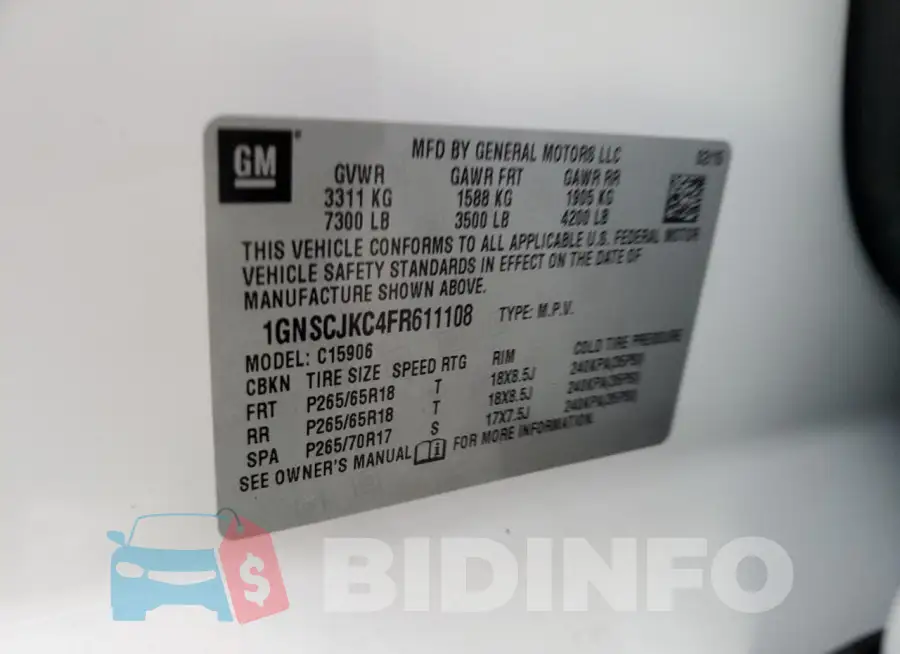 1GNSCJKC4FR611108 Photo# 13