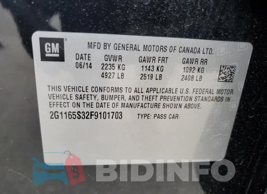 2G1165S32F9101703 Photo# 12