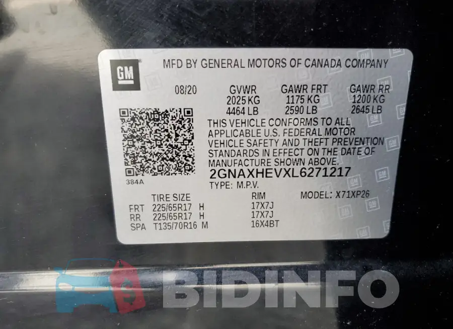 2GNAXHEVXL6271217 Photo# 13