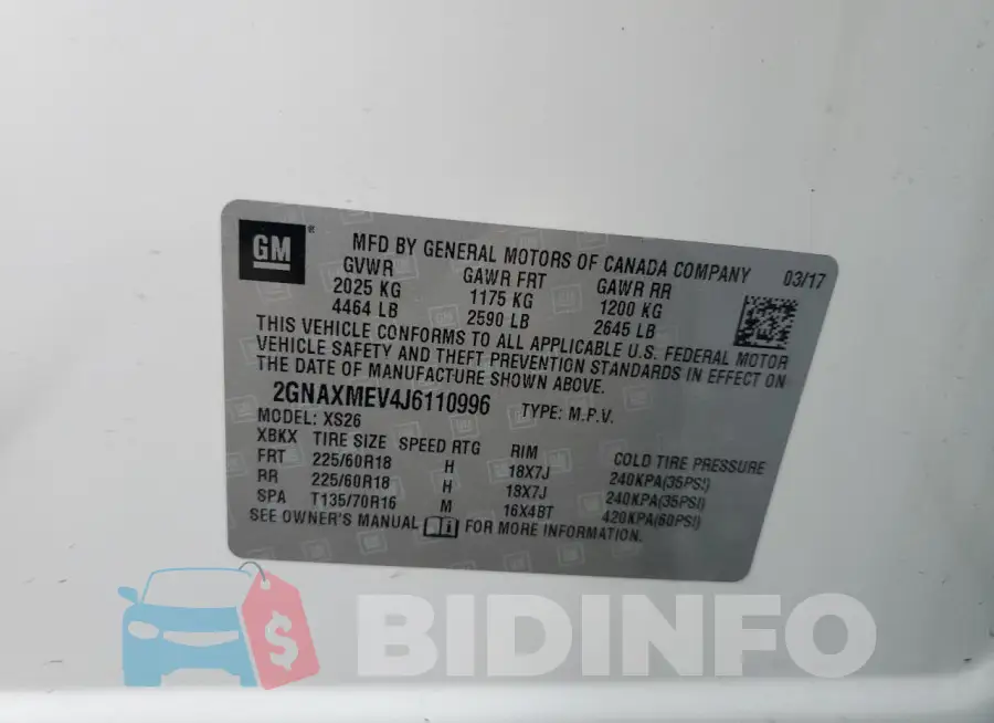2GNAXMEV4J6110996 Photo# 12