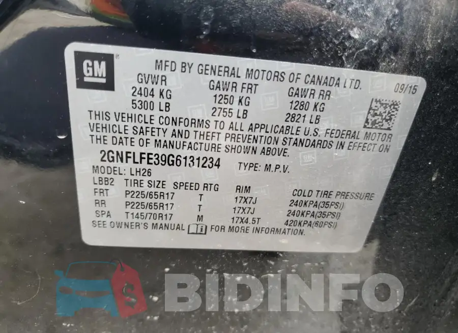 2GNFLFE39G6131234 Photo# 14