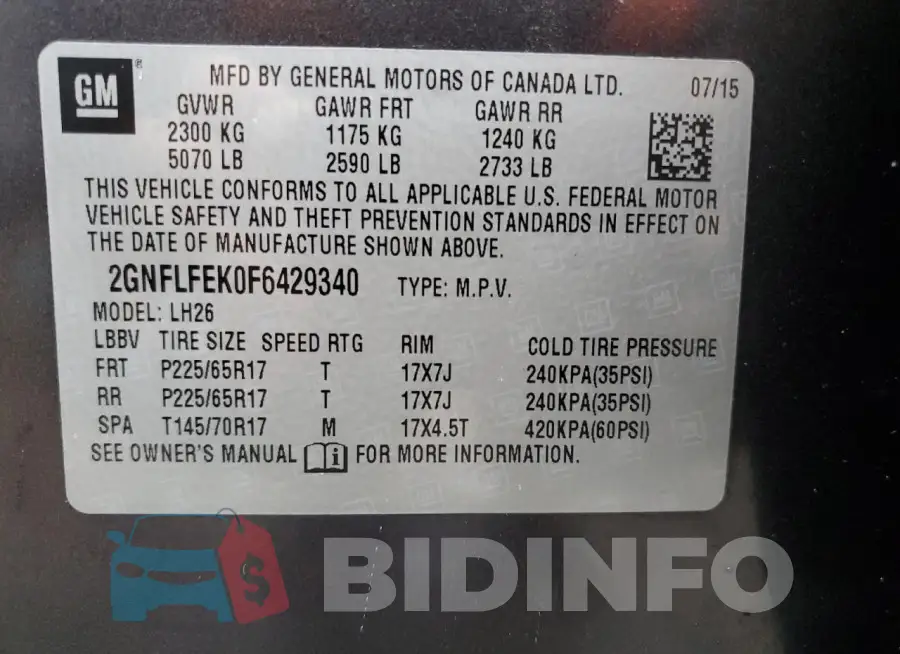 2GNFLFEK0F6429340 Photo# 13