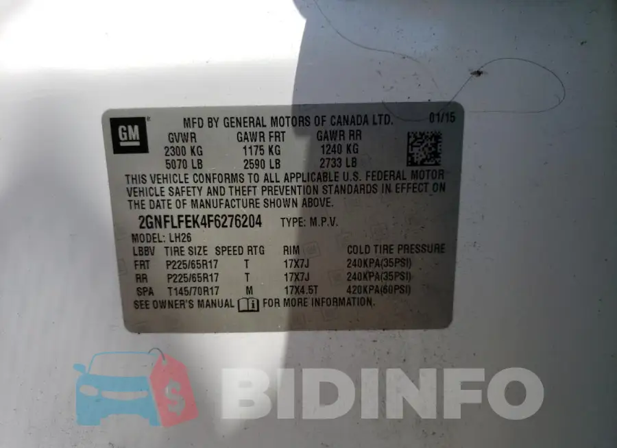 2GNFLFEK4F6276204 Photo# 13