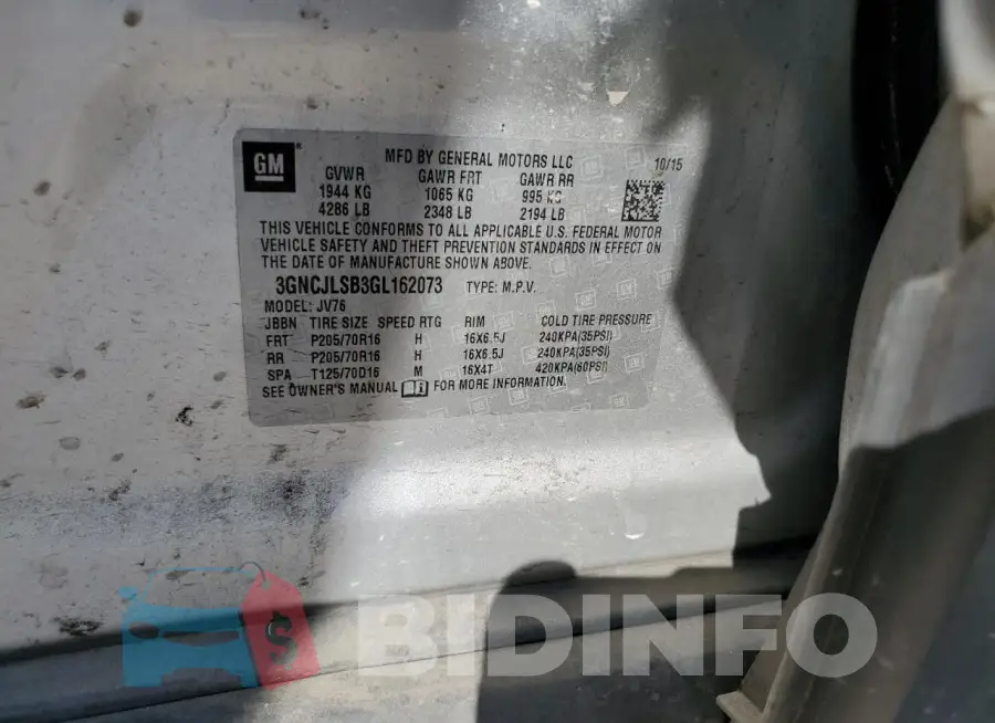 3GNCJLSB3GL162073 Photo# 13