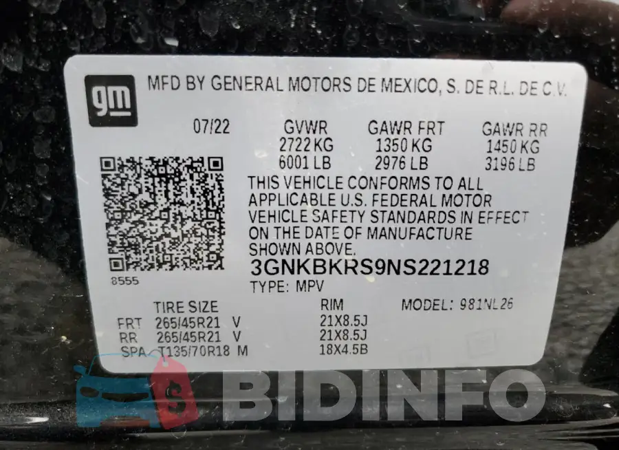 3GNKBKRS9NS221218 Photo# 14