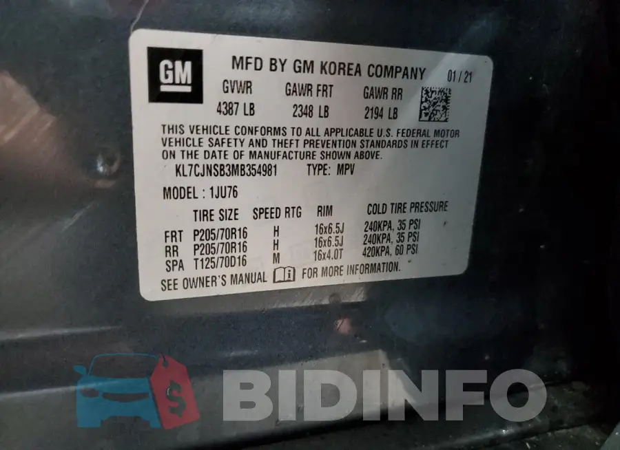 KL7CJNSB3MB354981 Photo# 13