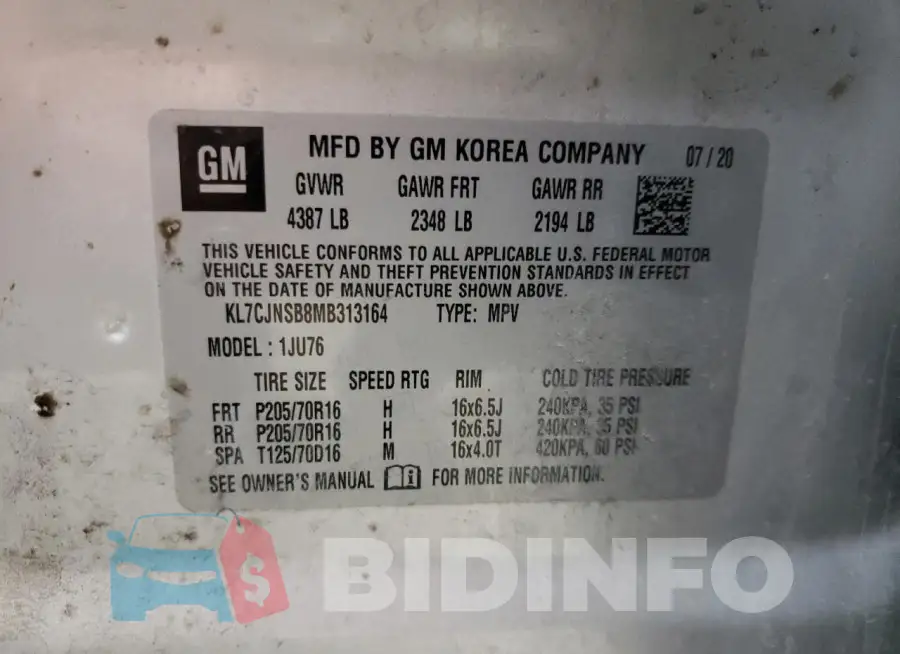 KL7CJNSB8MB313164 Photo# 13
