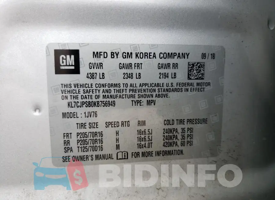 KL7CJPSB0KB756949 Photo# 13