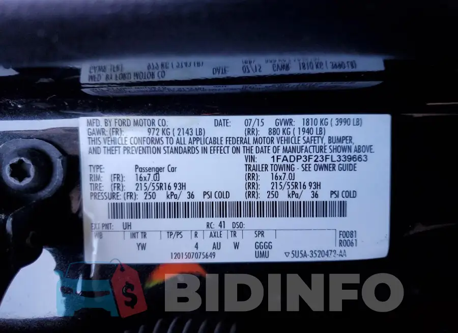 1FADP3F23FL339663 Photo# 12